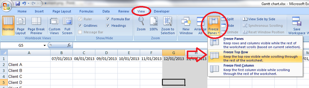 freeze pane excel for mac 2011